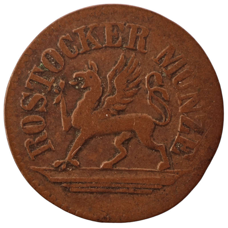 1859 City of Rostock (German states) 3 Pfennig KM#140