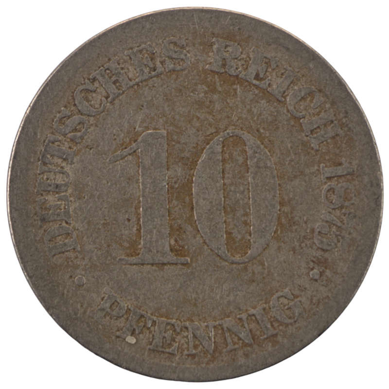 1875 German 10 Pfennig type 1 - large shield KM#4