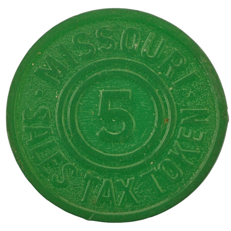 1935-61 United States Missouri Sales Tax Token - Five mills Green Plastic 21mm 0,6g