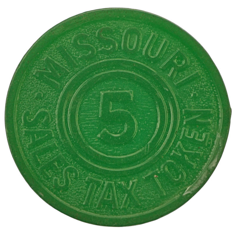 1935-61 United States Missouri Sales Tax Token - Five mills Green Plastic 21mm 0,6g