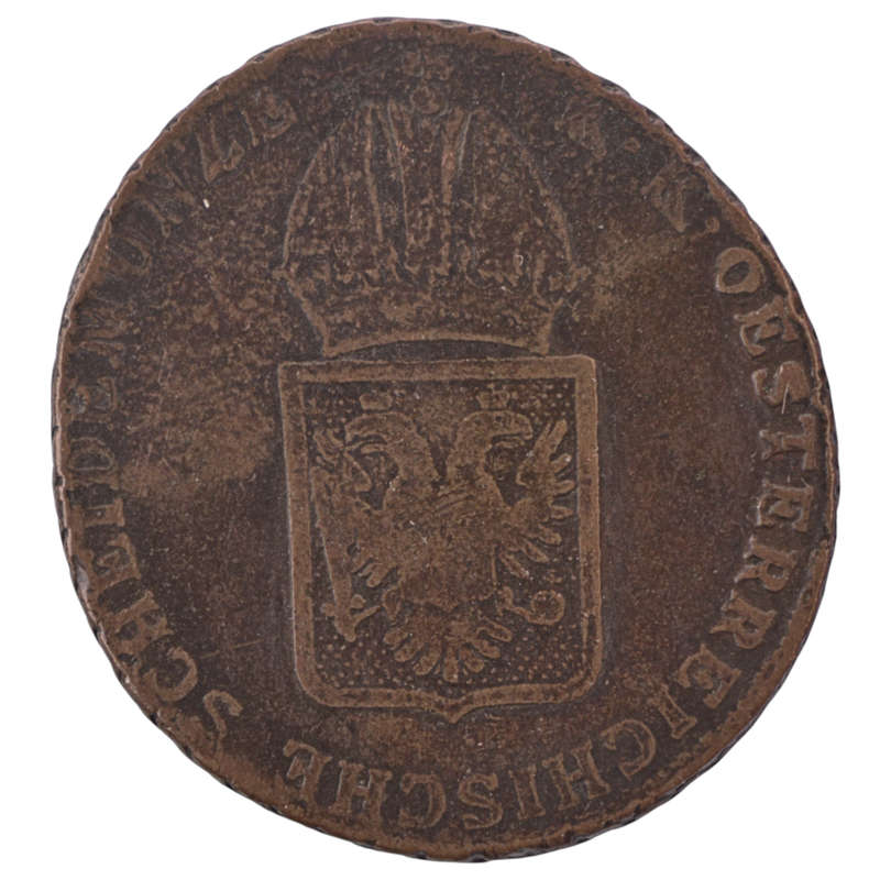 1816-G Austrian Empire Baia Mare, Romania Mintmark 1 Kreuzer KM#2113, partially flattened