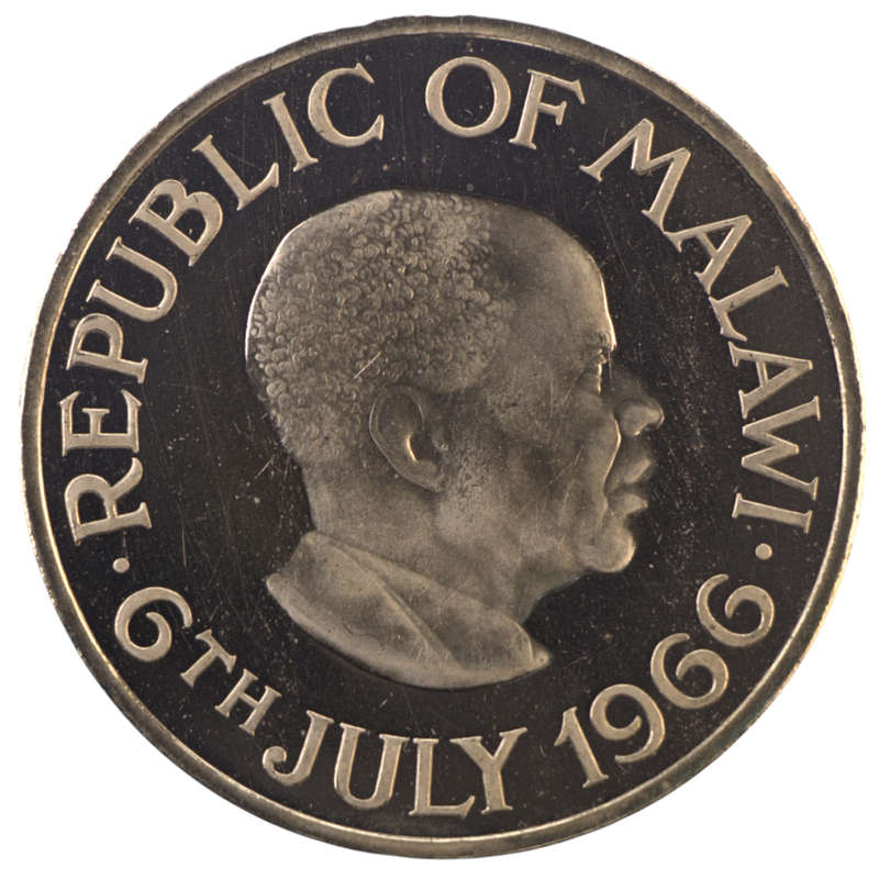 1966 Malawi Commemorative issue Declaration of the Republic of Malawi, 20k minted Nickel Brass Proof