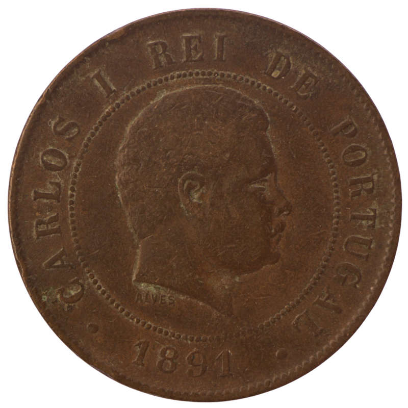 1891 Portugal Bronze 20 Reis KM#533