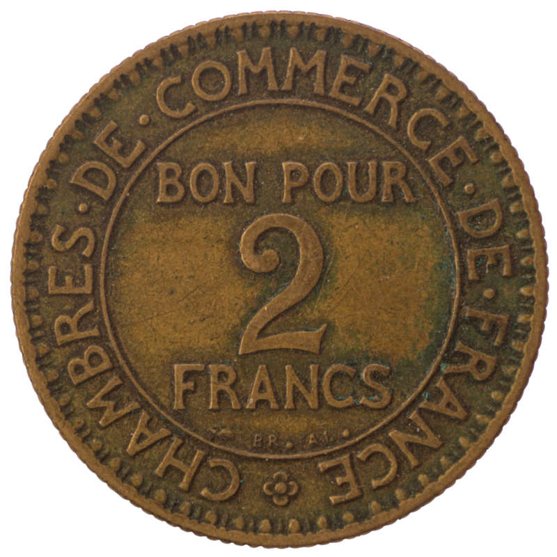 1924 Francs 2 Francs, open 2 Variety KM#877