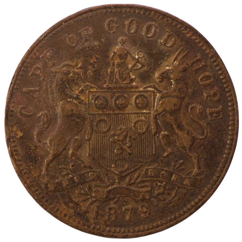 1879 JW Irwin Cape Town Good Hope 1/2 Penny token *filler, reverse removed 4,8g