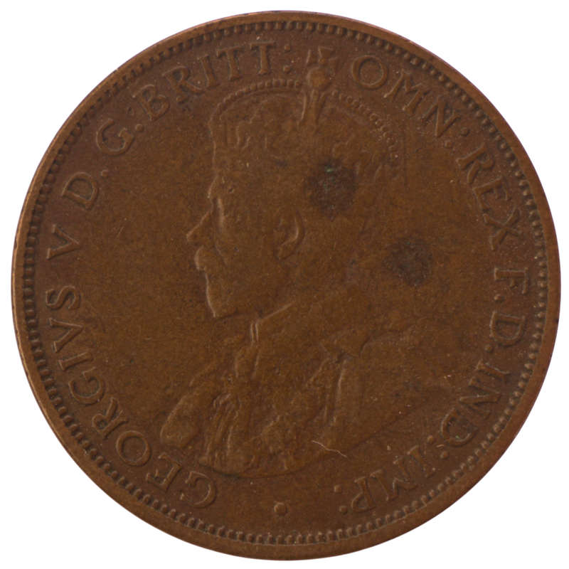 1916-I Australia Bronze 1/2 Penny KM#22