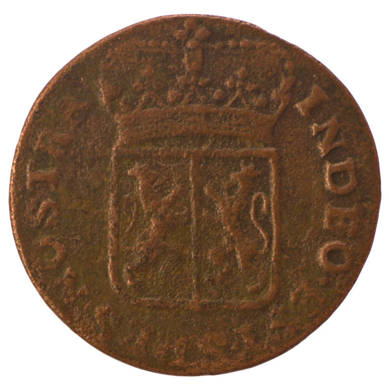 1786 Indonesia Netherlands East Indies United East India Company, mintmark: Ear of Grain VOC 1 Duit