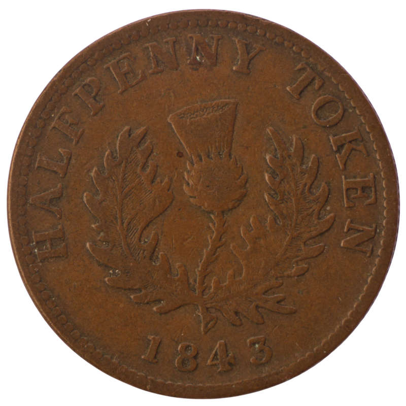 1843 Nova Scotia (Canadian provinces) Copper ½ Penny 300k Minted