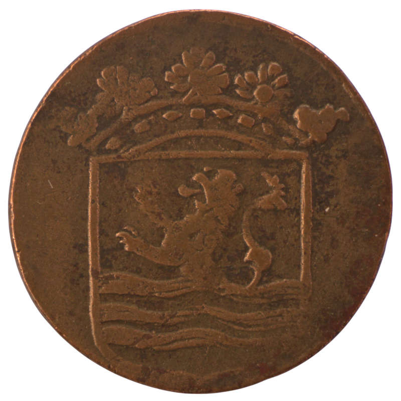 1755 Indonesia Netherlands East Indies United East India Company, mintmark: Castle VOC 1 Duit Zeelan