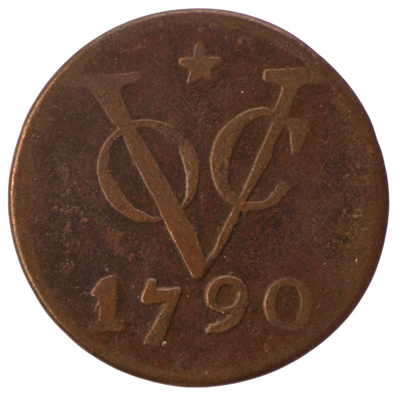 1790 Indonesia Netherlands East Indies United East India Company, mintmark: Star VOC 2 Duit Utrecht