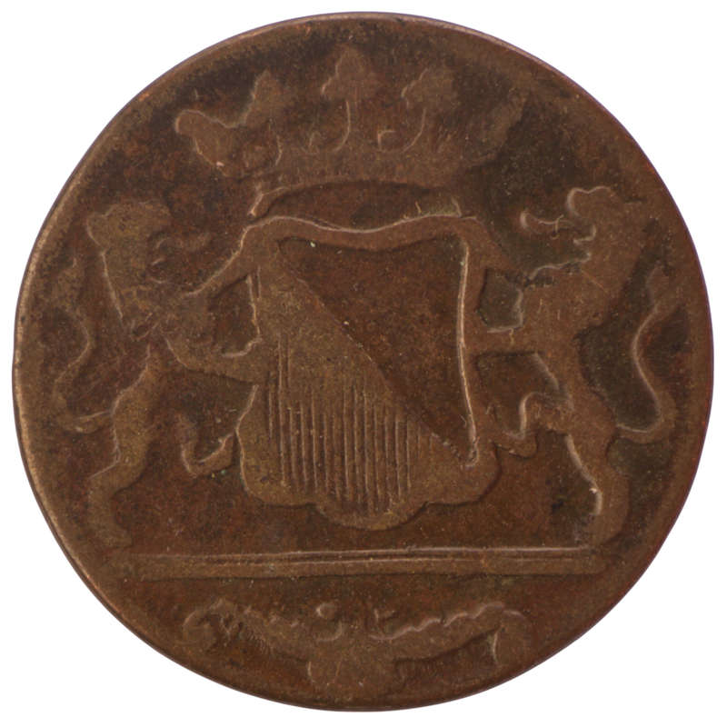 1790 Indonesia Netherlands East Indies United East India Company, mintmark: Star VOC 2 Duit Utrecht