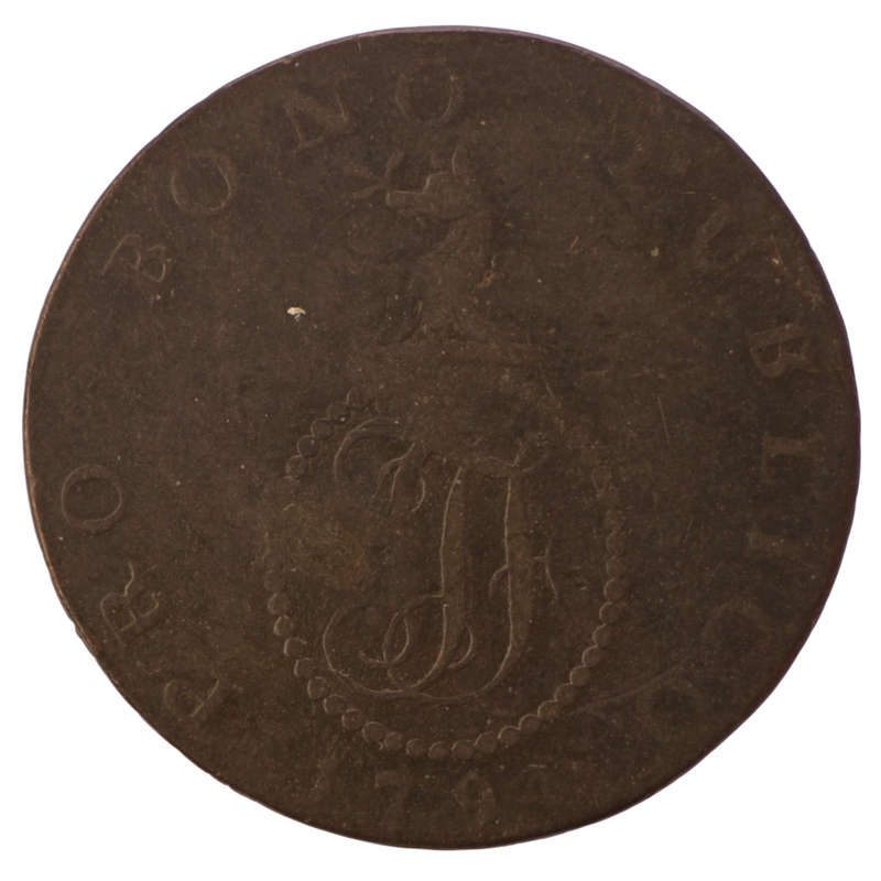 1794 Great Britain Suffolk Haverhill 1/2 Penny Conder token, TW counterstamp