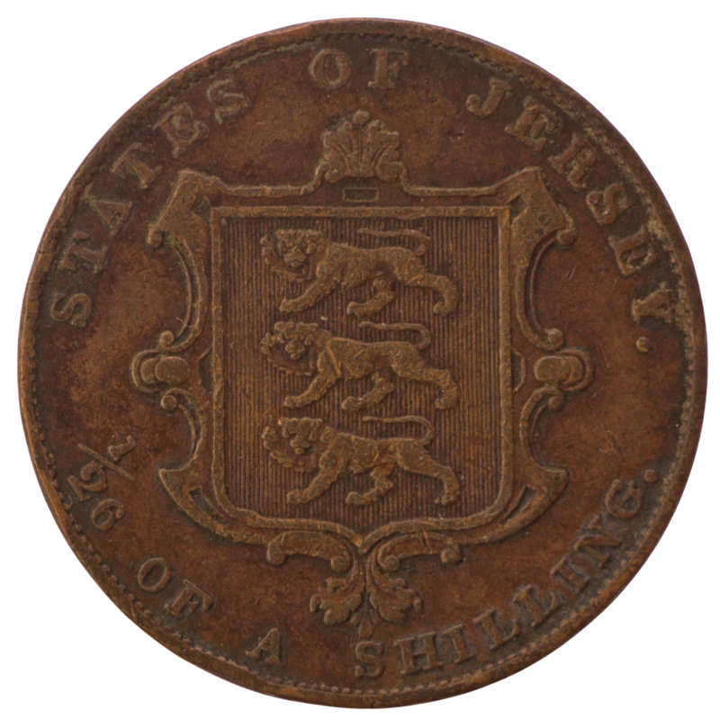 1858 Jersey (British Crown dependencies) 173K Minted Copper 126 Shilling KM#2