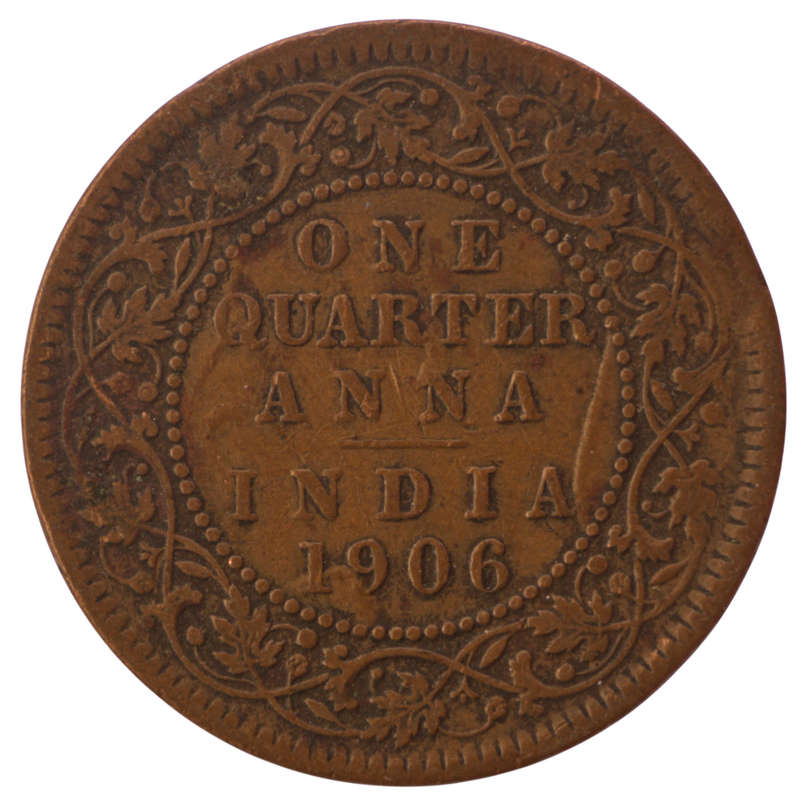 1906 India Copper 1/4 Anna KM#501
