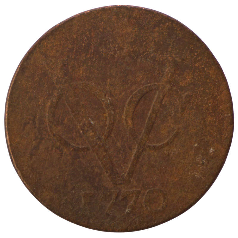 1770 Indonesia Netherlands East Indies United East India Company, mintmark: rosette VOC 1/2 Duit Hol