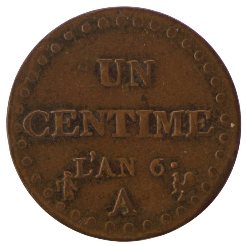 1797 A France 1 Centime, Petit 6, 36 pearls variety