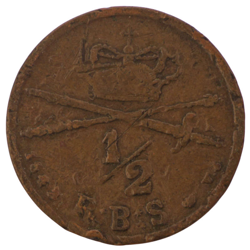 1843 Denmark Copper Rigsbank 1/2 Skilling, rim nicks and scratch on portrait