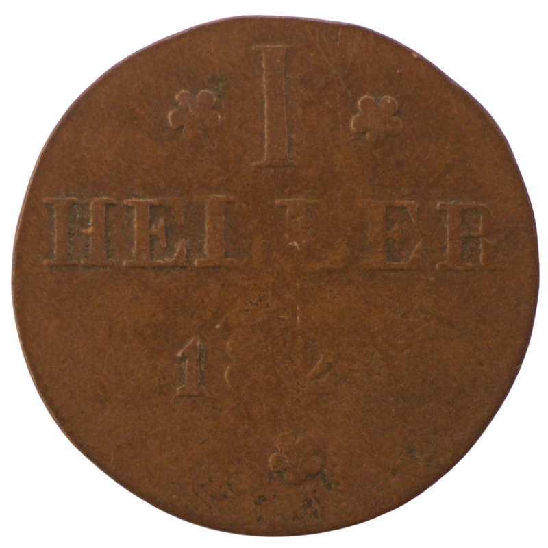 1821 Free imperial city of Frankfurt (German States) 1 Heller KM#301