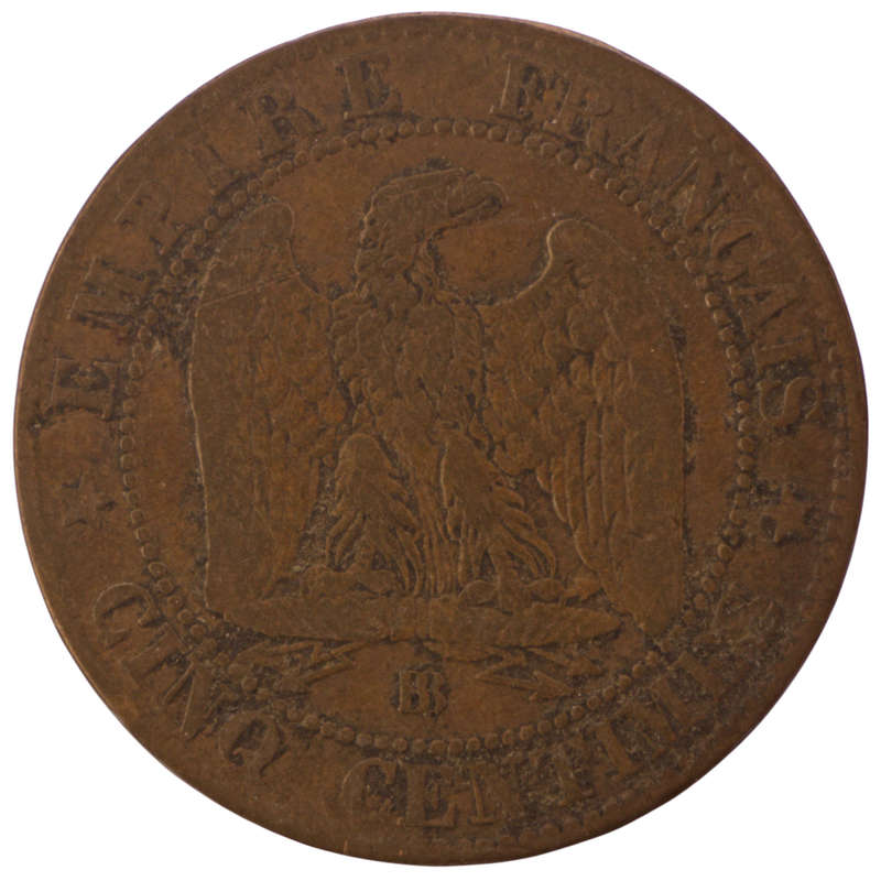 1864 France Strasbourg, Bronze 5 Centimes KM#797