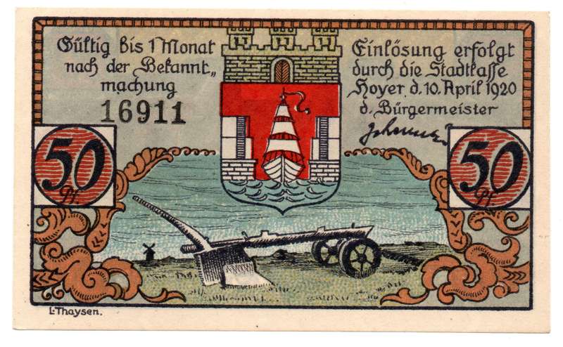 1920 German Municipality of Hoyer (Prussian province of Schleswig-Holstein) Weimar Republic Local Is