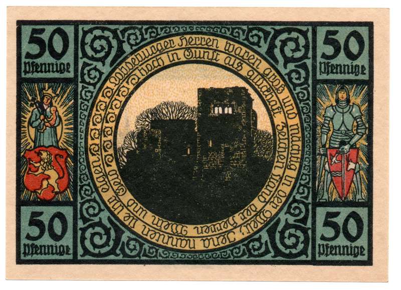 1921 German City of Lobeda (Thuringia) (Federal state of Thuringia) Weimar Republic 50 pfennig Local