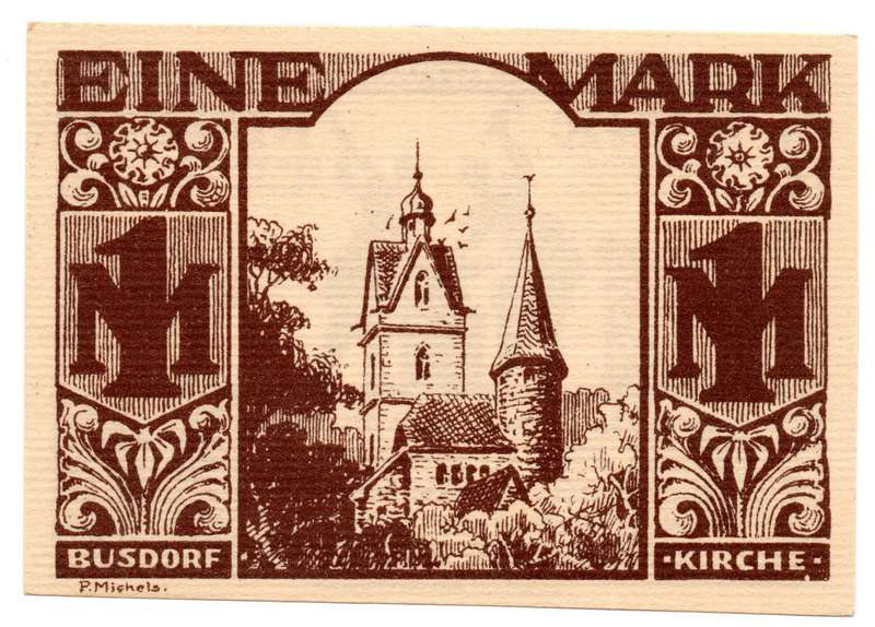 1921 German City of Paderborn (notgeld) (Prussian province of Westphalia) Weimar Republic 1 mark Loc