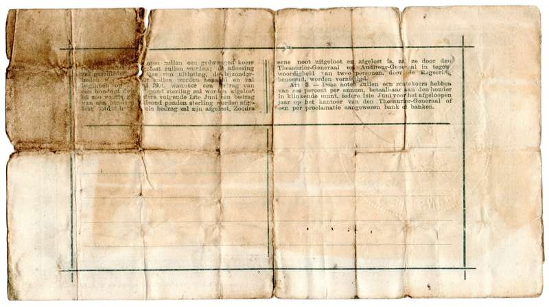 1900 ZAR Pretoria Issue Filler 10 Pound, Variety A Spade Border, folds, stains, bad edge tears, Righ