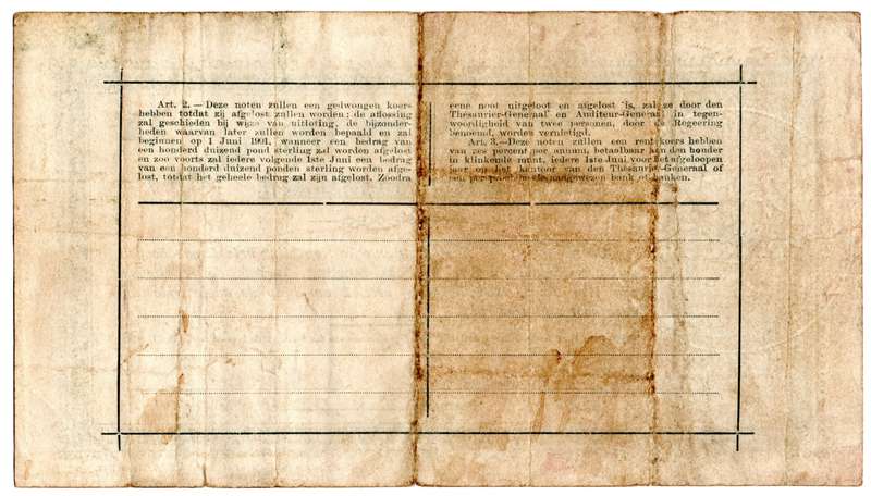 1900 ZAR Pretoria Issue 1 Pound, Variety C Star Border, folds, stains, minor edge tears