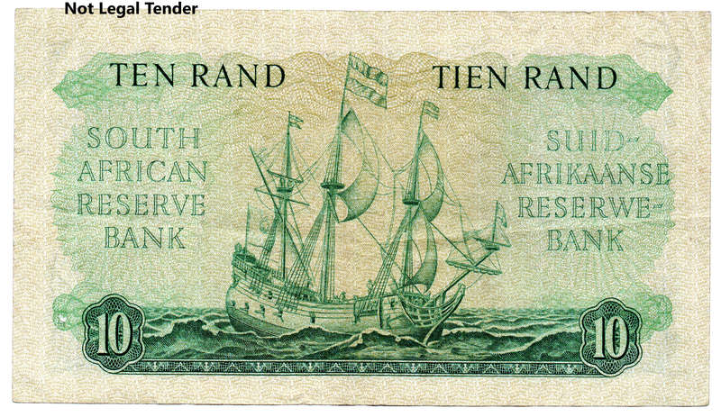 1962 South Africa G Rissik Type 4 First Issue R10, folds