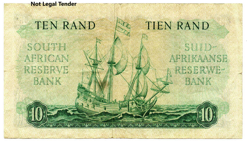 1961 South Africa MH De Kock Type 1 Fourth and Only Issue R10, verticle fold, left edge tear