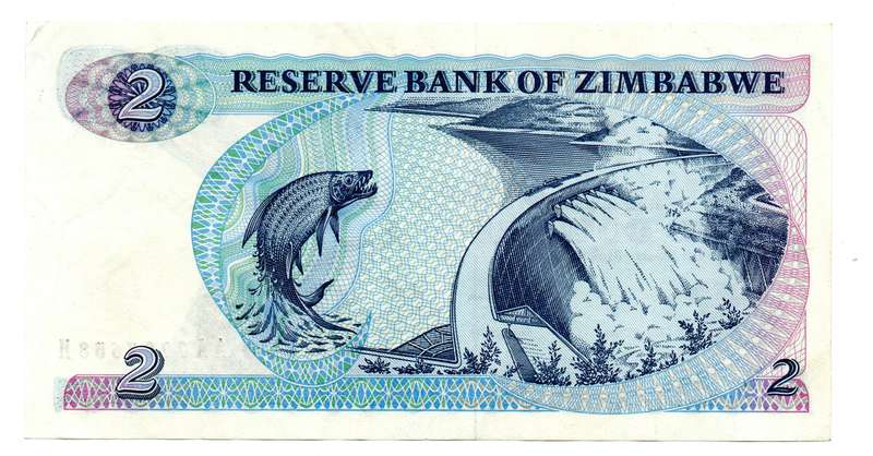 1983 Zimbabwe Harare $2, Signature 2 Pick#1b Right corner fold