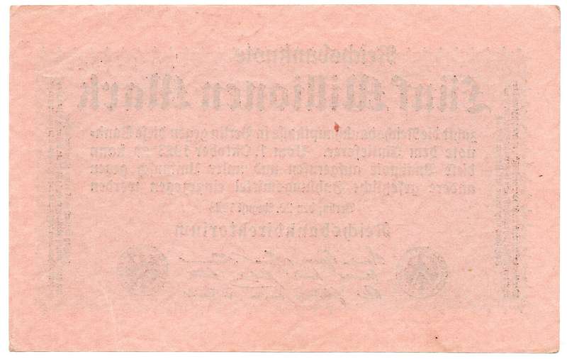 1923 German Reichsbank 5 Million Mark, Private issue (Firmendruck) Firmendruck 1 Or 2 Letters with 1