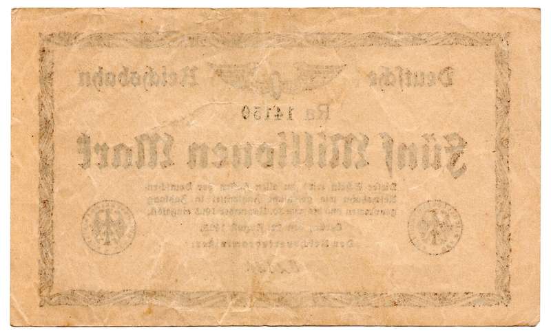 1923 German Berlin Reichsbanknote 5 Million Mark