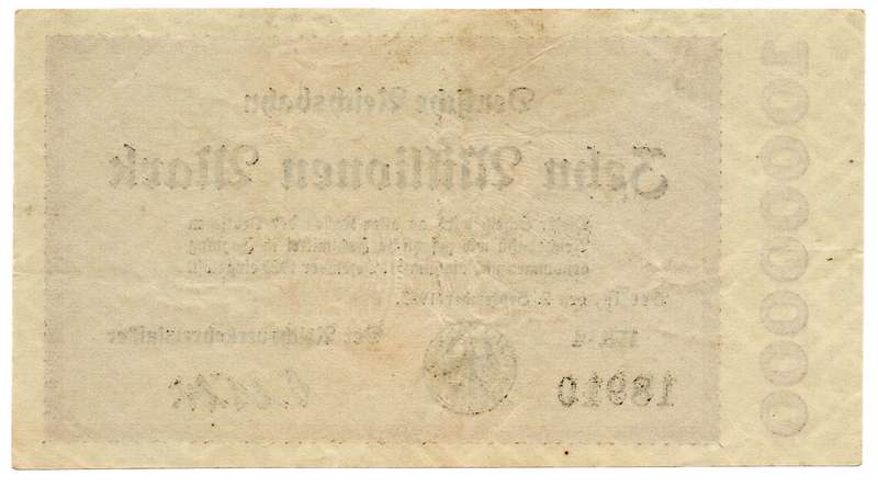 1923 German Prussian province of Berlin Weimar Republic 10 Million Mark