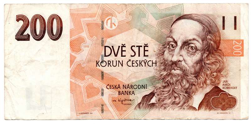 1998 Czech Republic 200 Korun Pick#19 folds and creasing