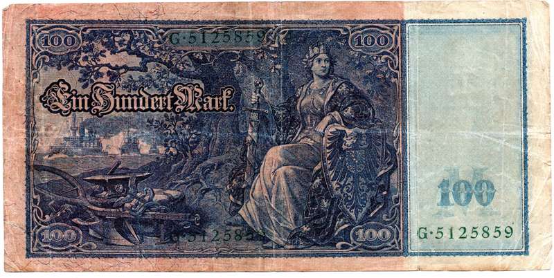1910 German Berlin Reichsbanknote 100 Mark, Pair of Seal Varieties: Green and Red Seal Pick#42/43, f