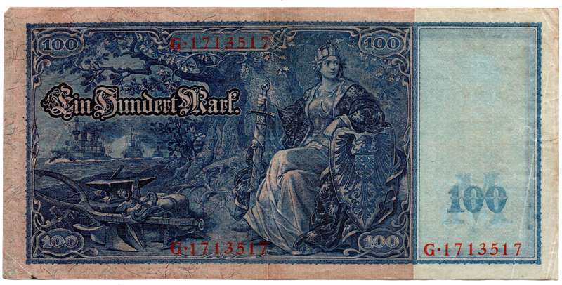 1910 German Berlin Reichsbanknote 100 Mark, Pair of Seal Varieties: Green and Red Seal Pick#42/43, f