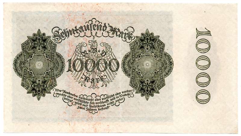 1922 German Berlin Reichsbanknote 10 000 Mark, Pair of Serial Number Varities Pick#72