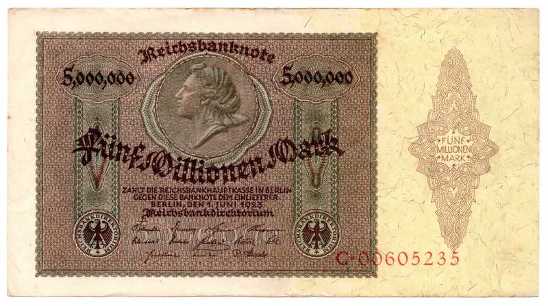 1923 German Berlin Reichsbanknote 5 Million Mark Pick#90