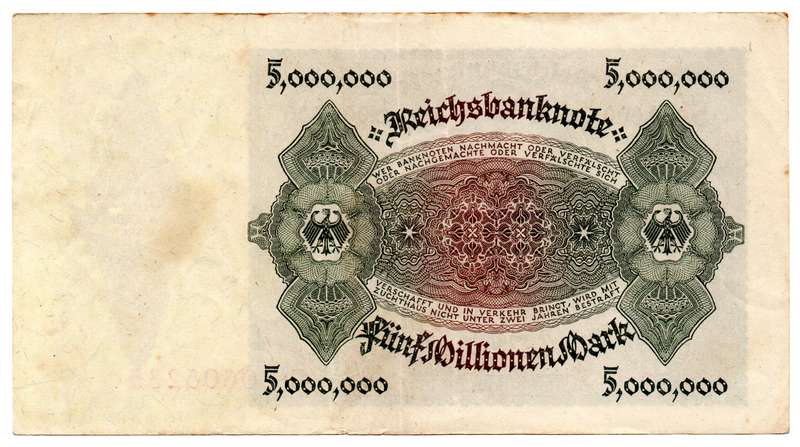 1923 German Berlin Reichsbanknote 5 Million Mark Pick#90