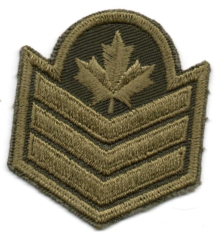 Canada Royal Canadian Armed Forces Sergeant (Maple Leaf Over 3 Chevrons) Material Rank Patch 56mm x