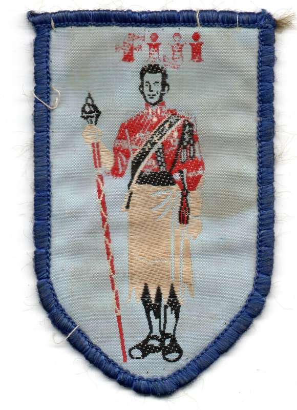 Fiji Soldier Red White Sulu Uniform Fijian Material Patch 47mm x 74mm