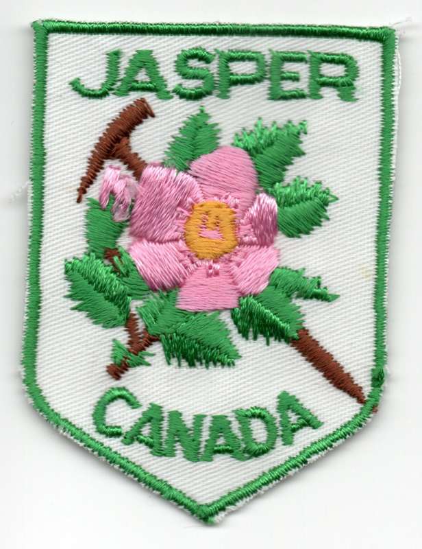 Canada Jasper Alberta Wild Rose Rock Pick Souvenir Embroidered Patch 50mm x 69mm
