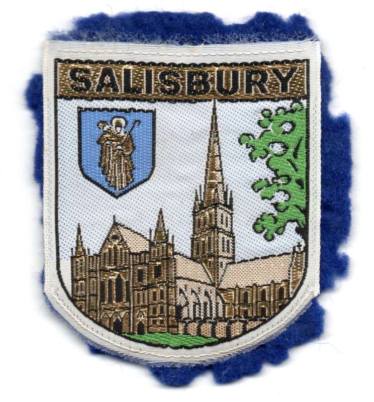 United Kingdom Salisbury Cathedral Material Patch 59mm x 69mm, damaged backing