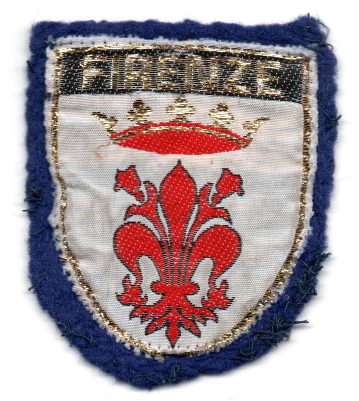 Italy Firenze Florence Coat of Arms with Crown Fleur De Lis Woven Blue Felt Patch 55mm x 65mm