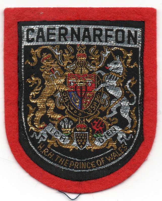 Wales Caernarfon Coat of Arms Gwynedd Woven Cloth Patch 60mm x 73mm