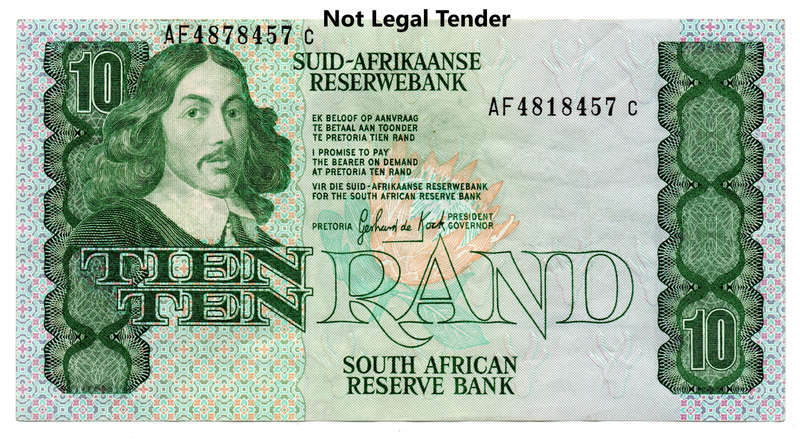 Error 1985 South Africa Type 14 GPC De Kock Third Issue, Serial miss-alignment