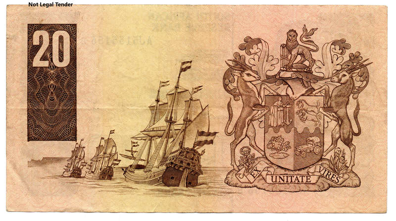 Error 1990 South Africa Type 8 First Issue CL Stals R20 Slight off-centre print, folds and creasing