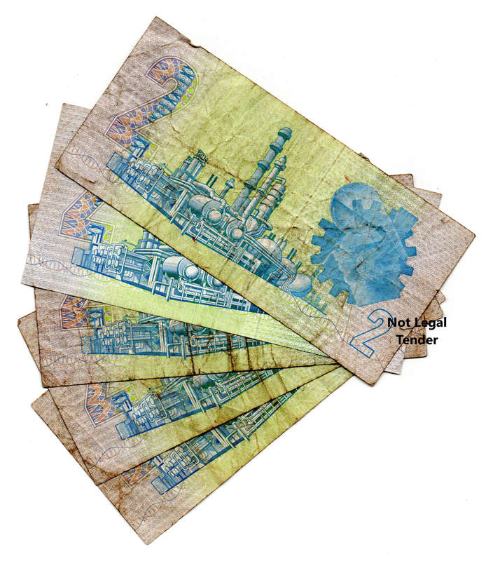 Lot of 5 x 1983-90 South Africa Well Used GPC De Kock Replacement R2's "WW, WX, WY"