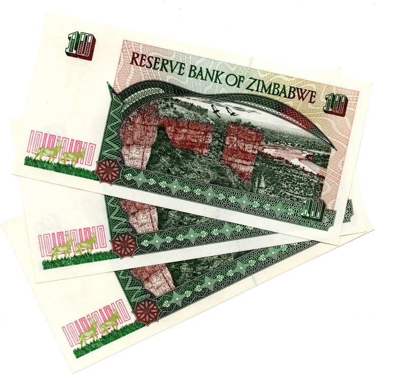 Lot of 3 x Consecutive 1997 Zimbabwe 10 Dollars "CZ1970447 to CZ1970449" Pick#6a